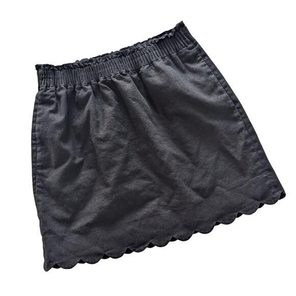 J. Crew Black Scalloped Linen Blend Mini Skirt size 4 - Picture 1 of 4